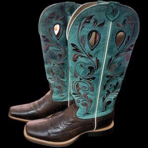 Twisted X Women's Western Leather Boots, Size: 6.5, Teal / Brown